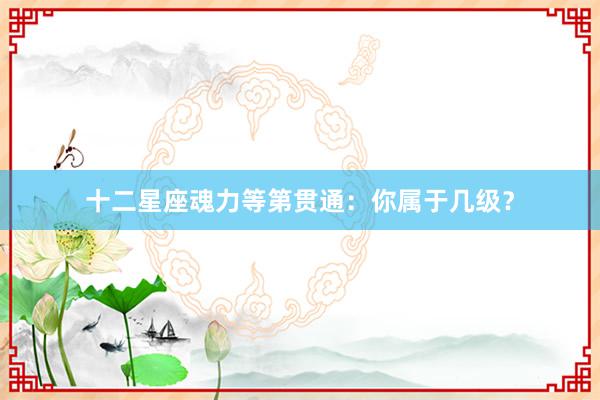 十二星座魂力等第贯通：你属于几级？